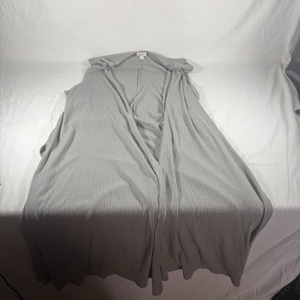 LuLaRoe Womens XL Gray Ribbed Sleeveless Long Cardigan Duster